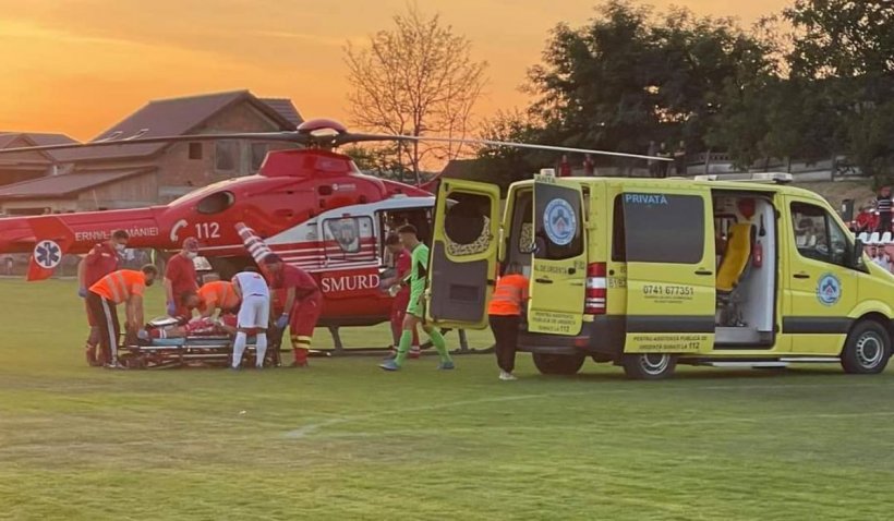 Incident grav la un meci de fotbal. Portarul echipei Liești a suferit o comoție cerebrală, după ce a fost lovit de un adversar